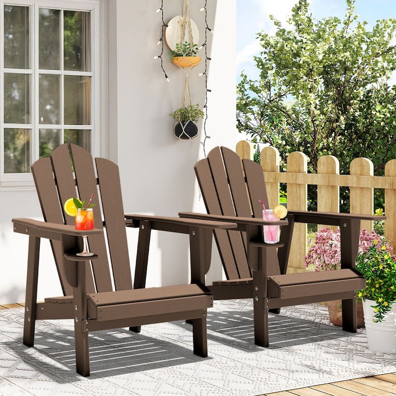 Outdoor Adirondack Chairs Outdoor Chair Plastic Lawn Chairs for Outdoor Use Set of 2 - Brown