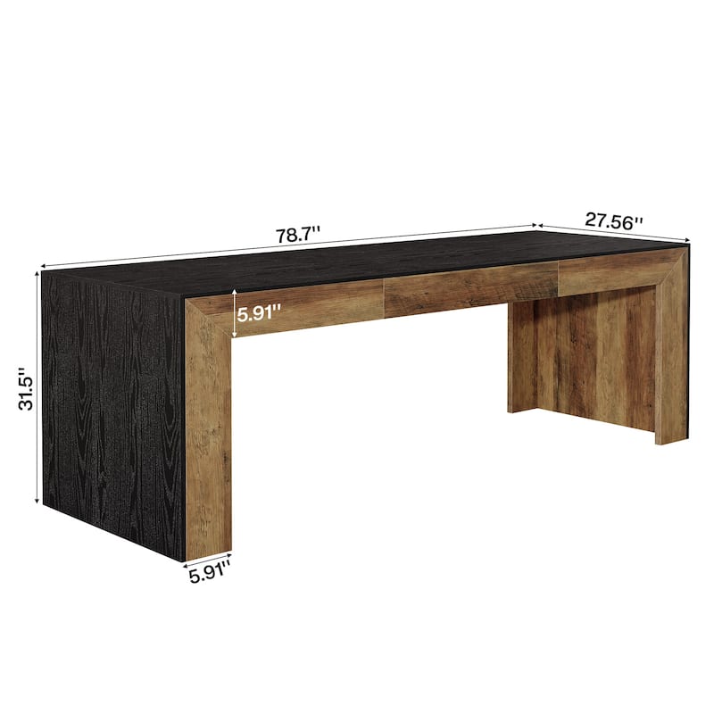 78.7" Long Computer Desk, Wood Executive Workstation, Home Office Writing Gaming Table Accent Desk