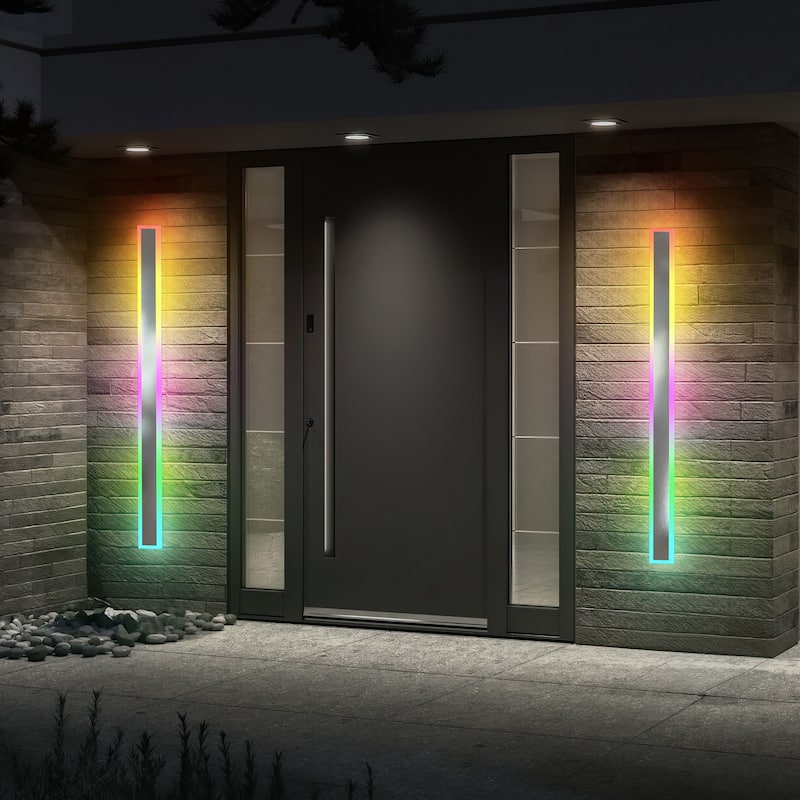 Set of 2 RGBCW Outdoor Long Strip Wall Sconce - 40 inch