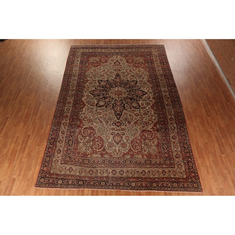 Pre-1900 Antique Kerman Ravar Persian Large Rug Handmade Wool Carpet - 10'5"x 16'1"