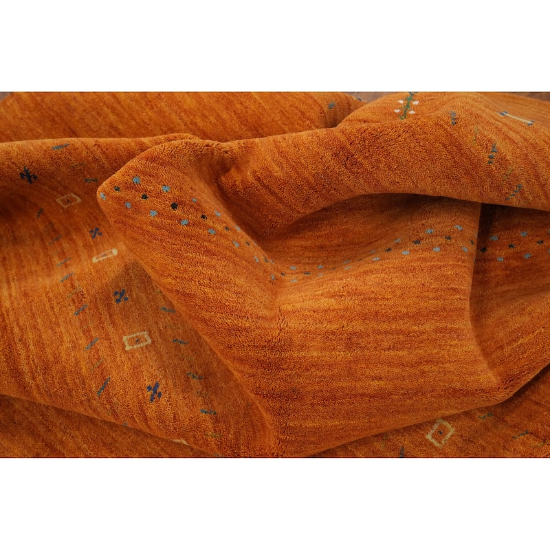 Hand Knotted Oriental 100% Wool Carpet Tribal Animal Pictorial Oranges & Rust Gabbeh Area Rug - 8' 0'' X 7' 11''