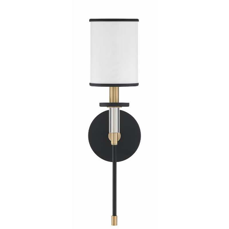 Hatfield 1 Light Black Forged & Vibrant Gold Wall Mount - 5"W x 18.5"H x 6"D