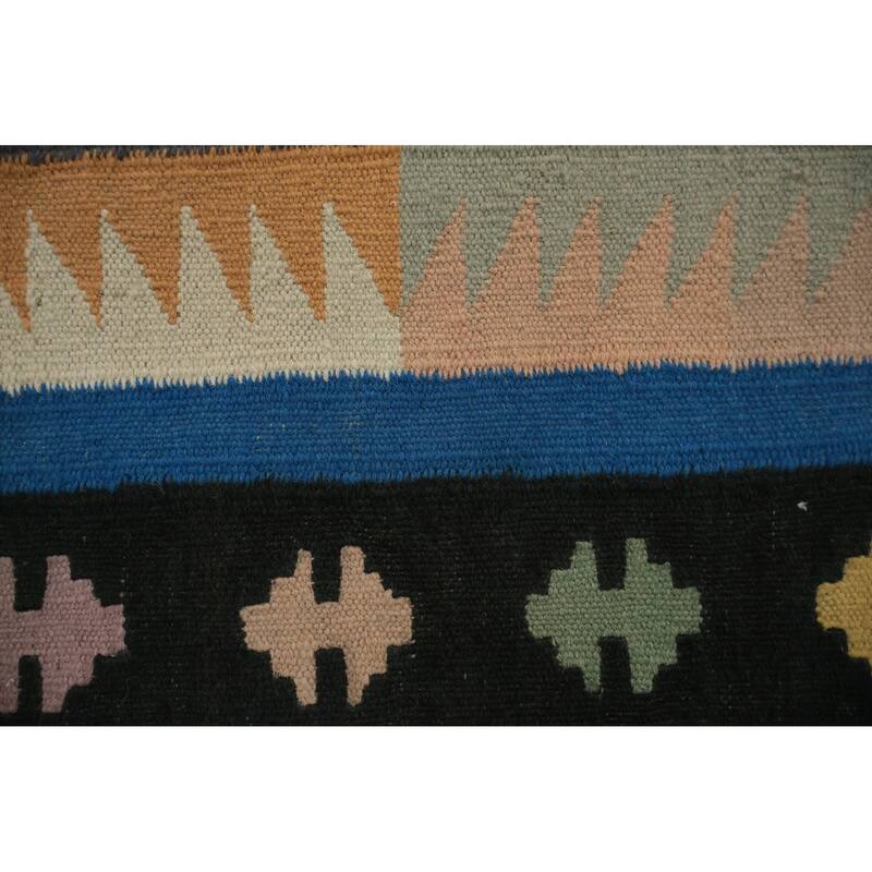 Hand Woven Oriental 100% Wool Carpet Southwestern Tribal Navy Blue & Blues Kilim Area Rug - 6' 11'' X 4' 5''