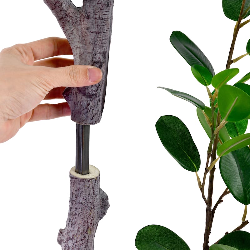 6 ft. Artificial East Ficus Tree in White Decor Pot - 31.5 in. W x 31.5 in. D x 72 in. H