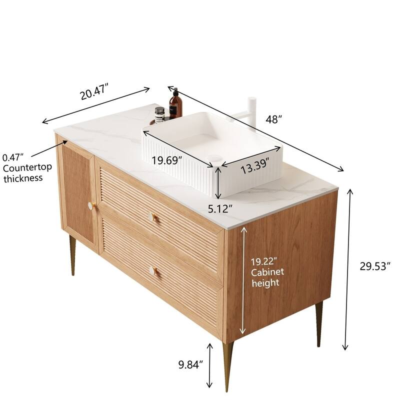 Freestanding Bathroom Vanity with Rectangular Ceramic Basin