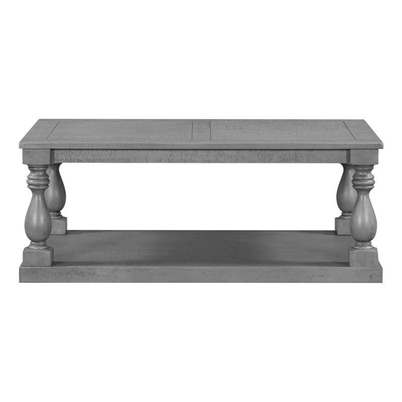 Vintage 45.2" Solid Wood Coffee Table with Open Shelf