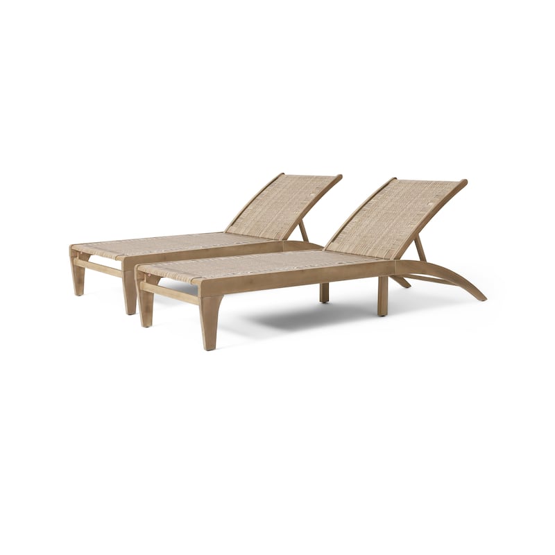 Benfield Outdoor Acacia Wood and Flat Wicker Chaise Lounge by Christopher Knight Home