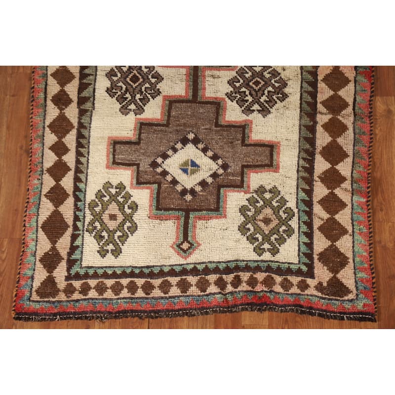 Vegetable Dye Gabbeh Persian Antique Area Rug Hand-knotted Wool Carpet - 3'9"x 7'2"