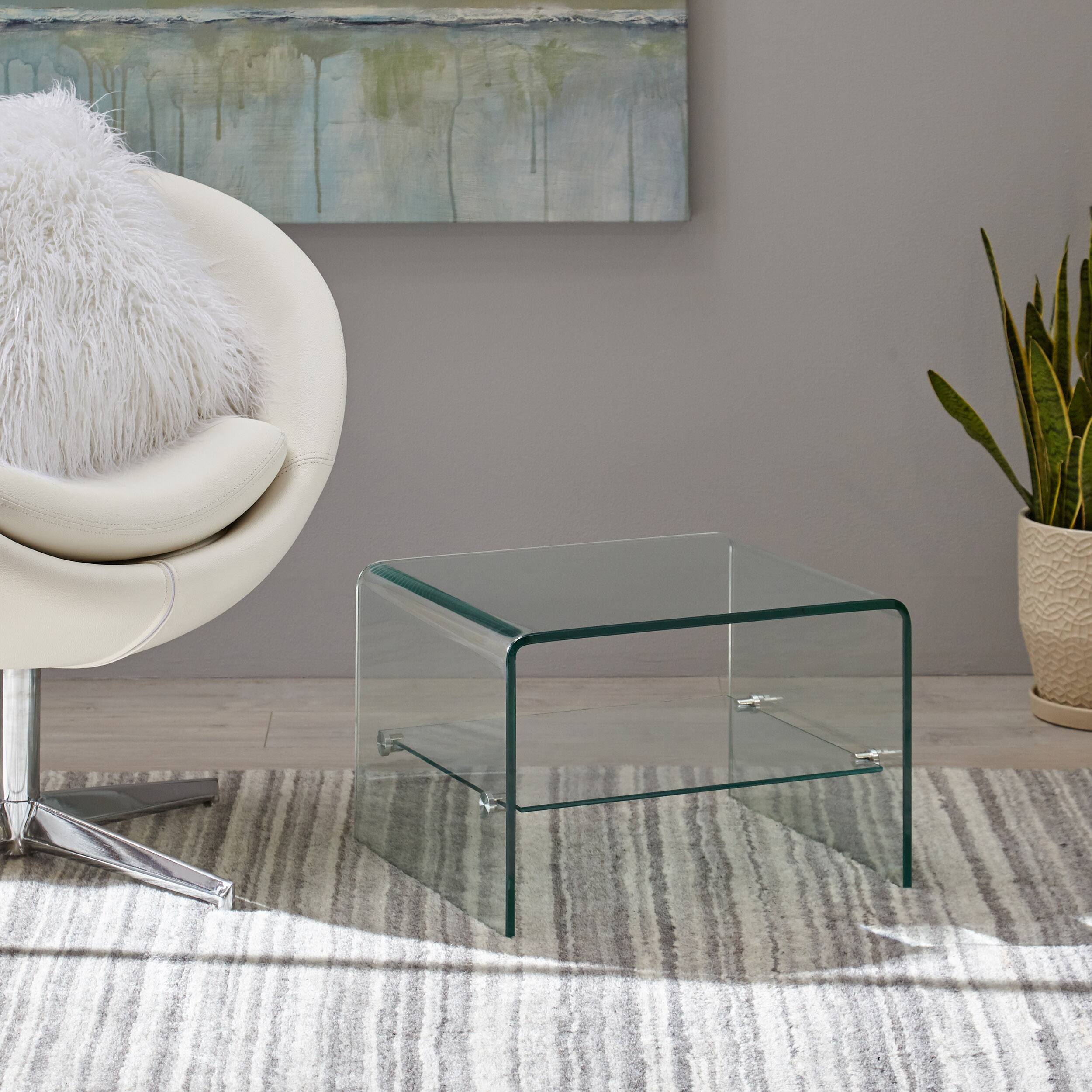 Ramona Transparent Glass End Table with Shelf by Christopher Knight