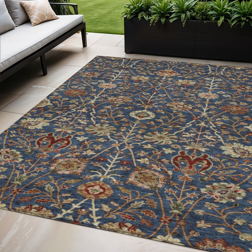 HomeRoots Floral Transitional Rectangle Outdoor Rug
