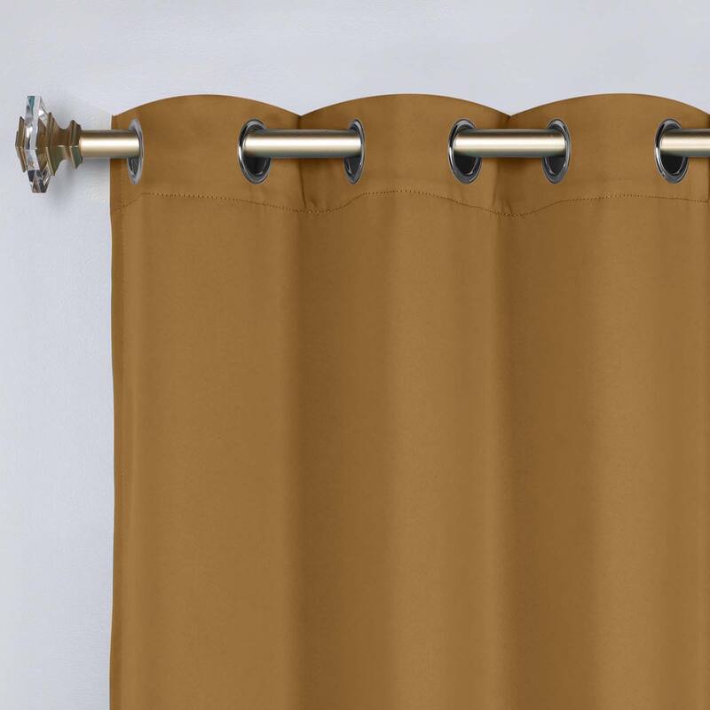 Superior Solid Machine Washable Room Darkening Blackout Curtains with Back Tabs, Set of 2