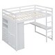 preview thumbnail 4 of 22, Wood Full Size Loft Bed with Wardrobe, Desk, Shelves & Drawers, White, Space-Saving Loft Bed for Kids, Teens, and Adults