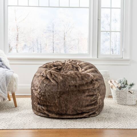 Landrum Modern 3 Foot Faux Fur Bean Bag Replacement Cover (Cover Only) by Christopher Knight Home