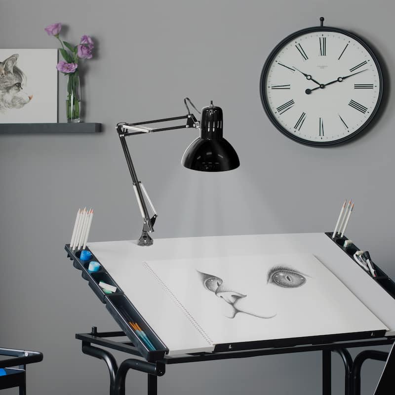 Studio Designs Swing Arm Desk Lamp with LED Bulb and Clamp Base