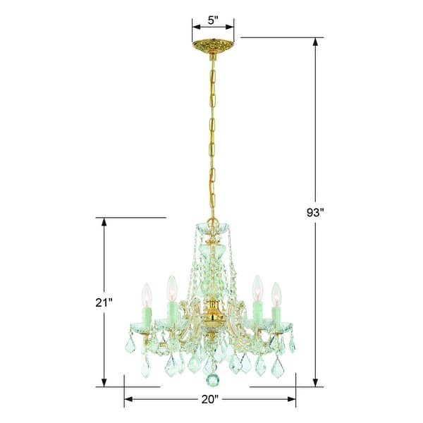 Maria Theresa 5 Light Clear Crystal Gold Mini Chandelier - 20'' W x 19'' H
