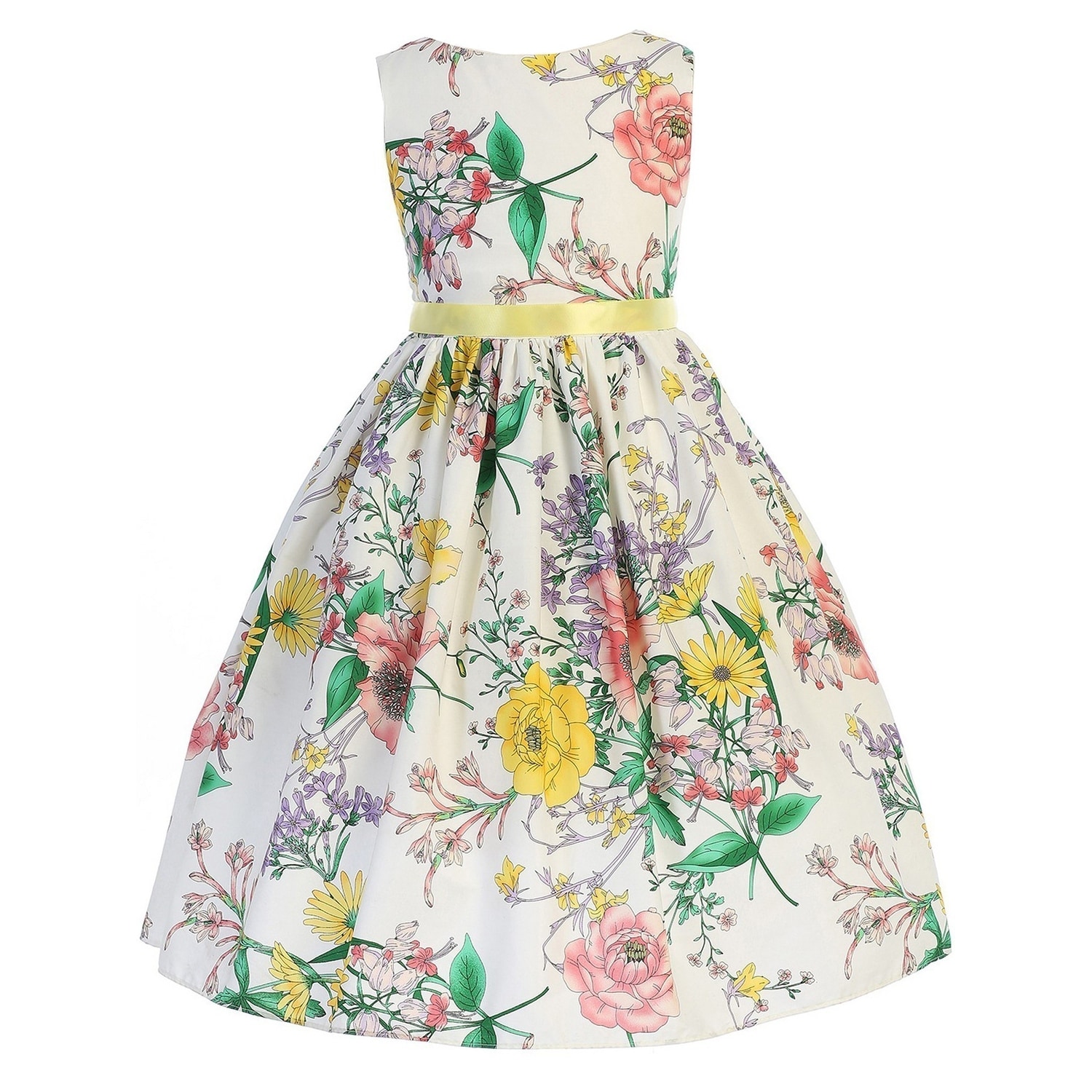 white and yellow floral dress