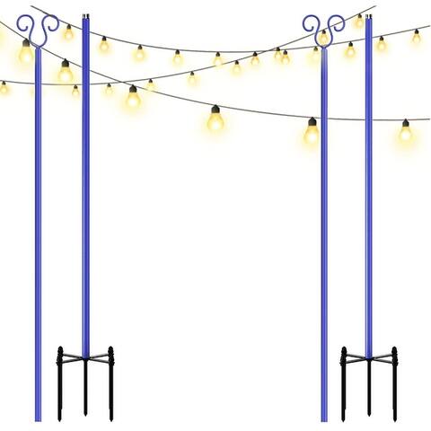 2 Pack 9ft String Light Pole with Upgrade Hooks