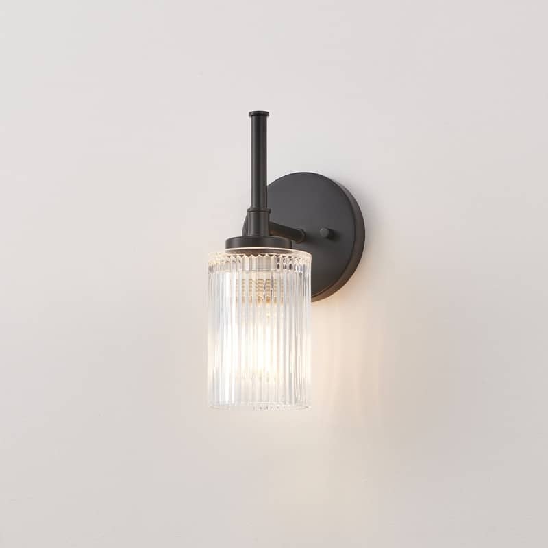 KAWOTI 1- Light Ribbed Glass Wall Sconce (W5" * H11.5" * D6")