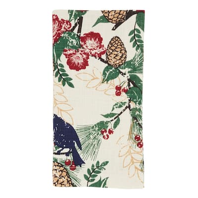 Table Napkins With Pinecones and Birds Design (Set of 4)