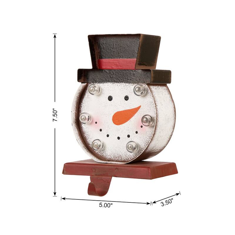 Glitzhome Marquee LED Cartoon Tree Snowman Christmas Stocking Holders Mantel Ornament