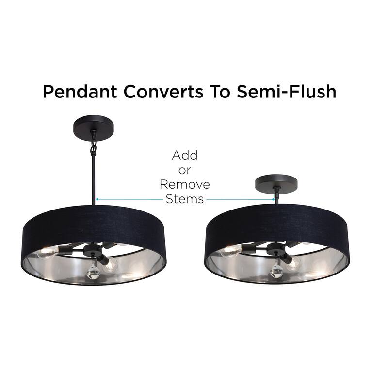 AFX CLNP30MB Pendant 5 Light 30" Wide Crystal Pendant with Fabric