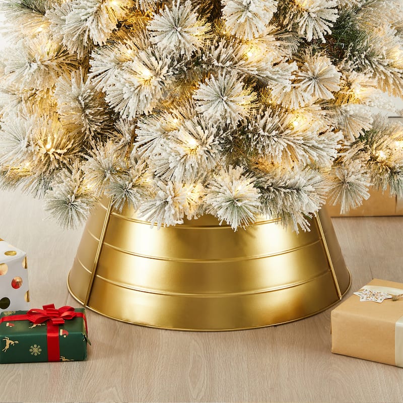 Glitzhome 22"D/26"D Christmas Classic Galvanized Metal Tree Collars