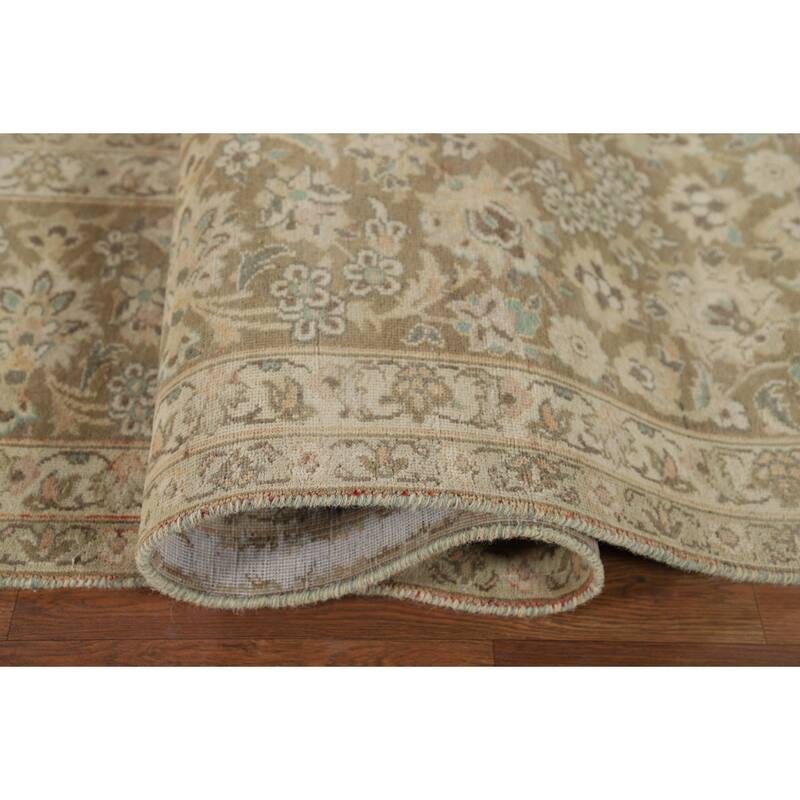 Distressed Kashan Vintage Persian Area Rug Hand-Knotted Wool Carpet - 9'8" x 13'0"