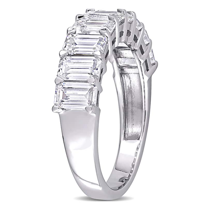 Miadora 2 3/4ct DEW Emerald-Cut Moissanite Semi-Eternity Band in 10k White Gold