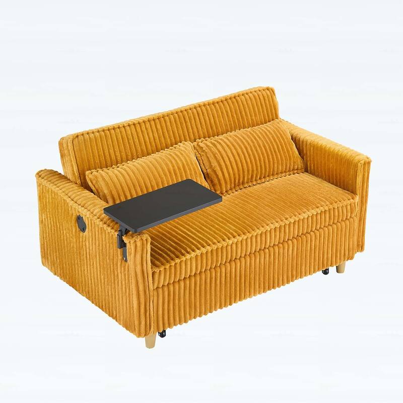 Pull-Out and Push-In Sofa with Movable Tabletop and USB Ports, Ideal for Living Rooms and Bedrooms