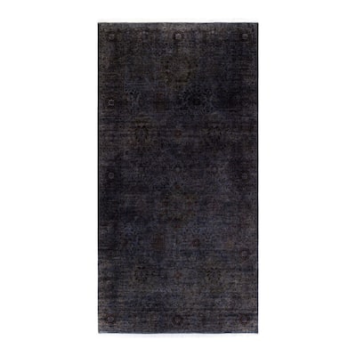 Overton Hand Knotted Wool Vintage Inspired Modern Contemporary Overdyed Gray Area Rug - 6' 3" x 12' 2"
