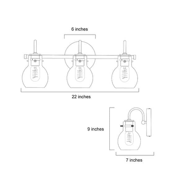 dimension image slide 1 of 9, Modern 3-Light Bathroom Vanity Light Minimal Globe Glass Wall Sconce