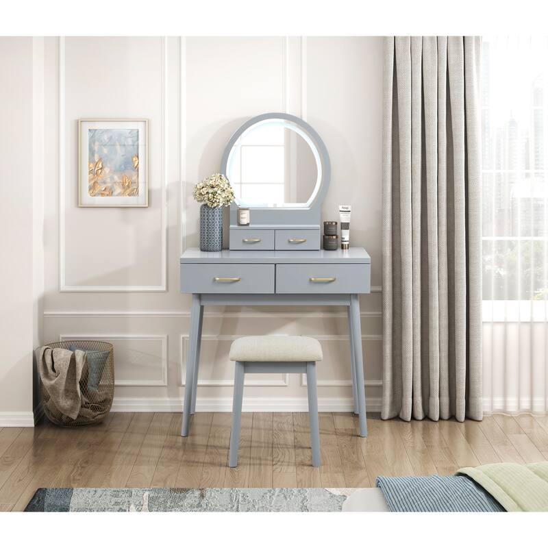Beautiful Vanity Dresser with Mirror and Stool Set Storage Drawers Bedroom Furniture 1pc