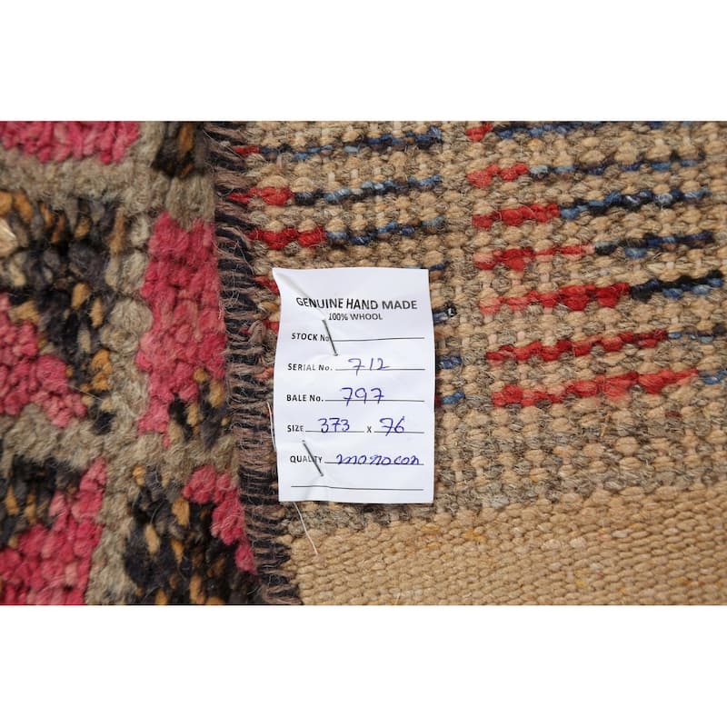 Geometric Oriental Moroccan Wool Runner Rug Handmade Staircase Carpet - 2'5" x 12'7"