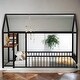 preview thumbnail 1 of 17, Black Full Size Metal Bed with Desk, House Bed Frame with Shelves and USB Ports