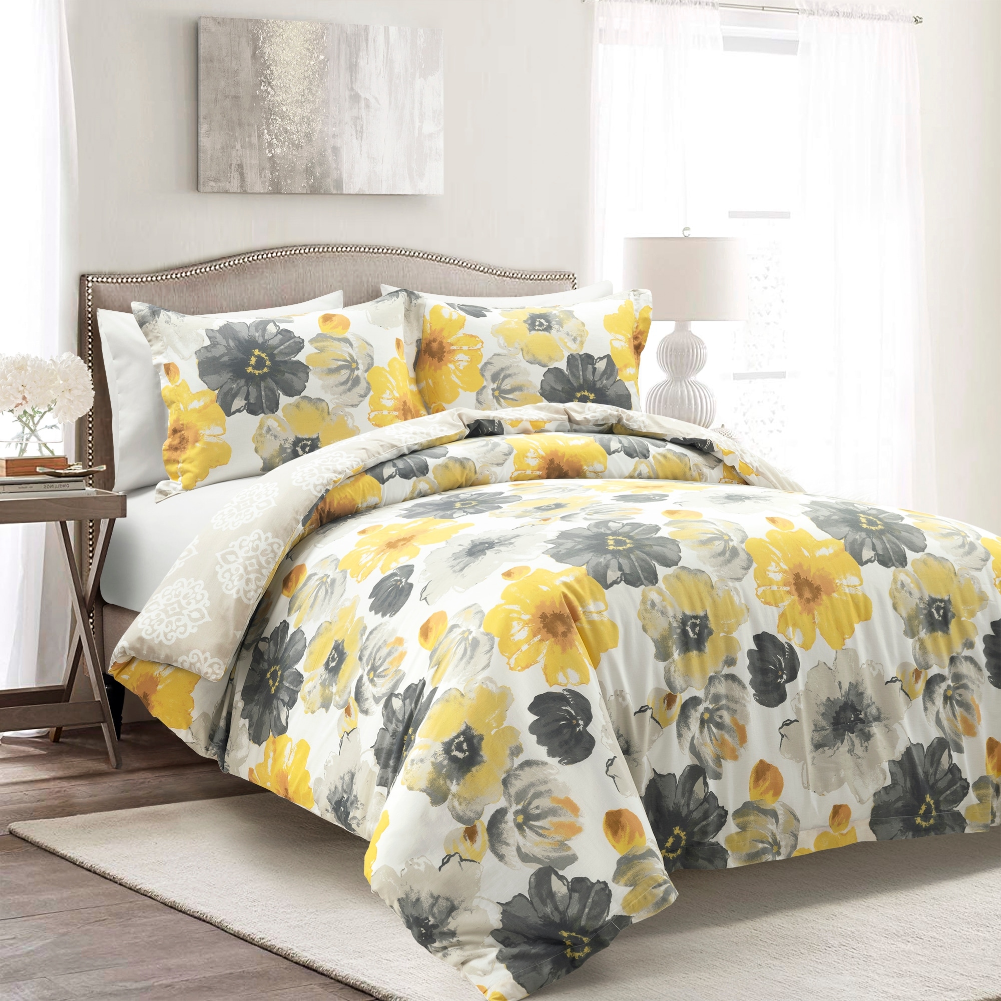 Lush Decor Leah Reversible Cotton Duvet Cover 3 Piece Set