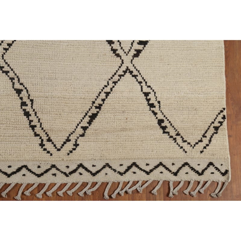 Trellis Modern Moroccan Area Rug Handmade Wool Carpet - 8'2"x 10'10"