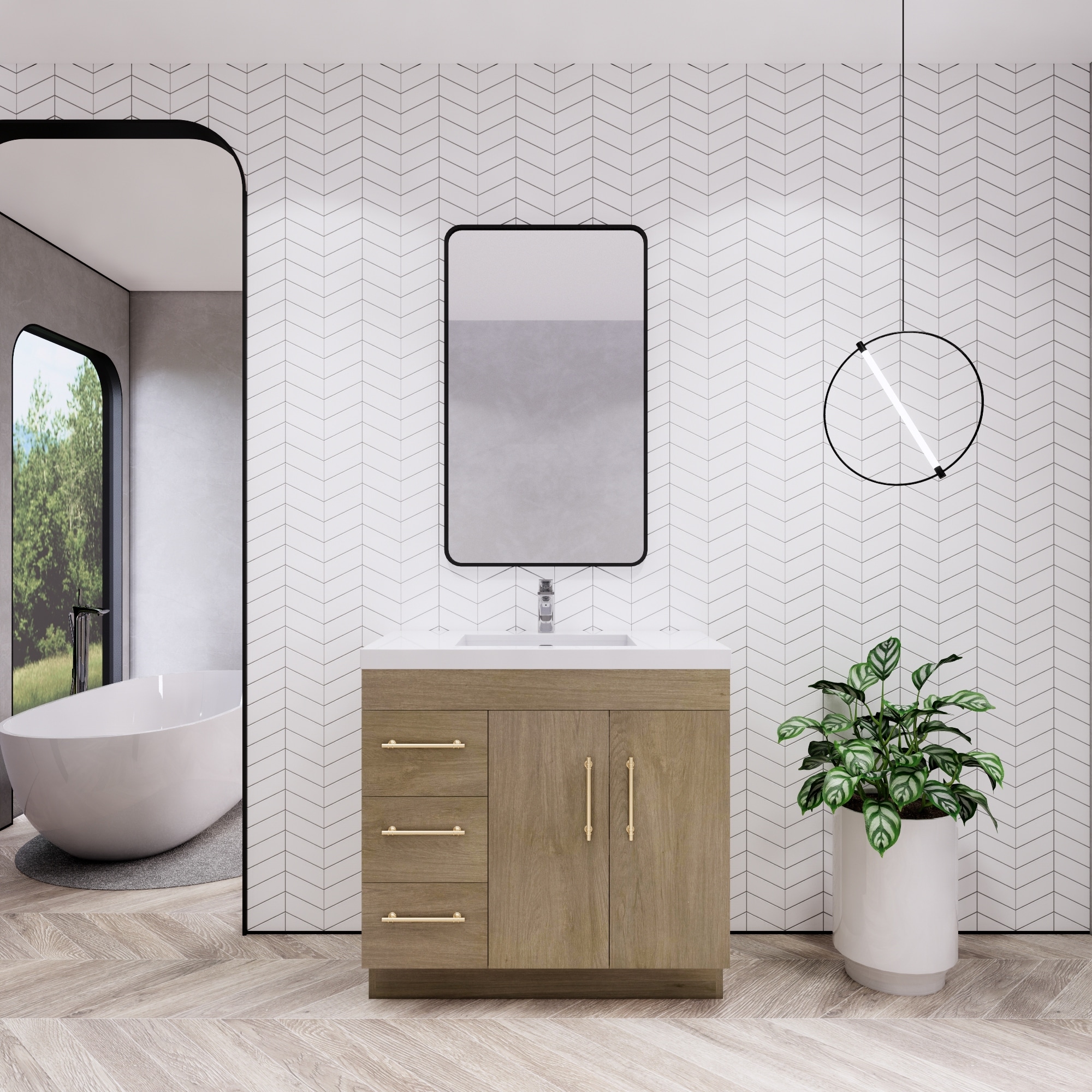 Eliza 36'' Freestanding Vanity(Left Drawers) with Single Sink