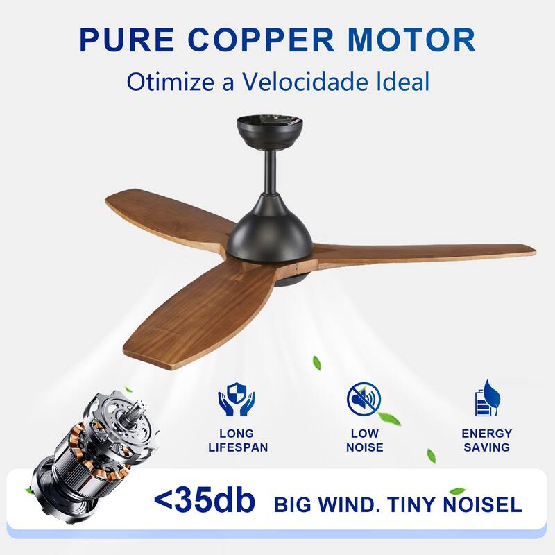 52 in. Indoor/Outdoor Brown Retro 5-Palm Leaf Shaped Blades Tropical Ceiling Fan without Light