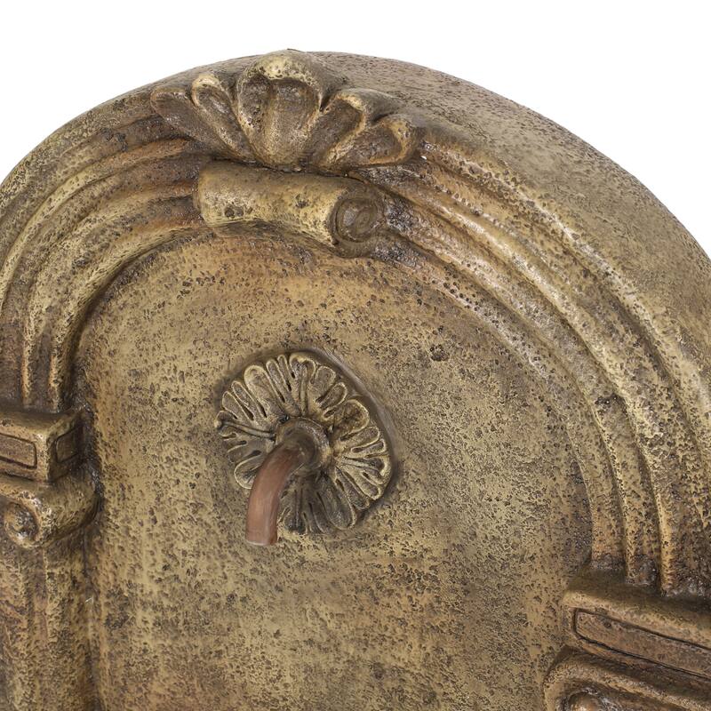 Roomfitters 35-Inch Outdoor Tiered Water Fountain with LED Lights and Internal Pump, Weather-Resistant Faux Stone, Light Brown