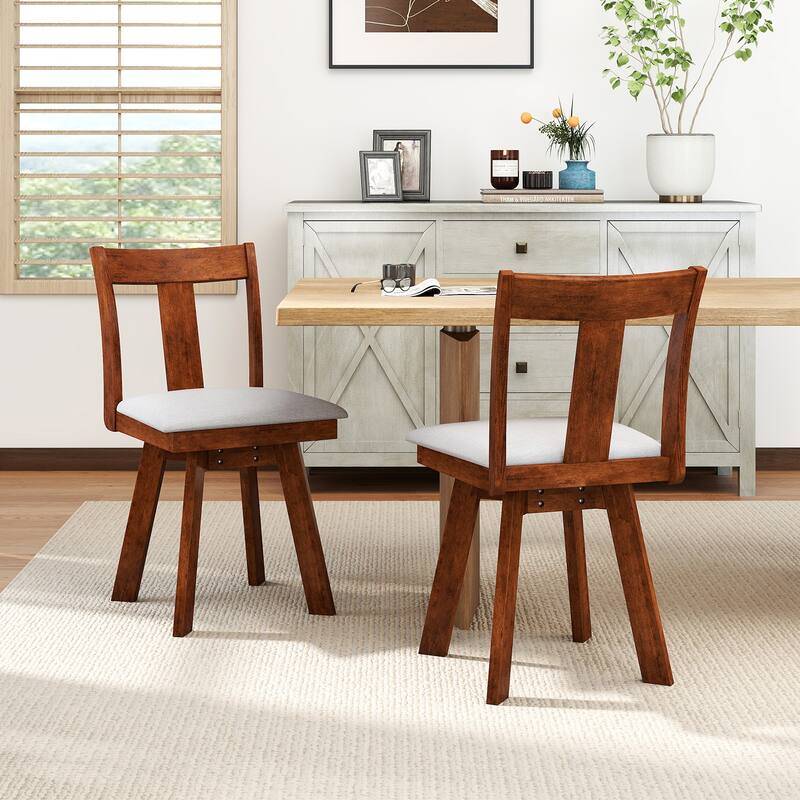 Gymax Swivel Dining Chairs Set of 4 Dining Room Chairs w/ Rubber Wood