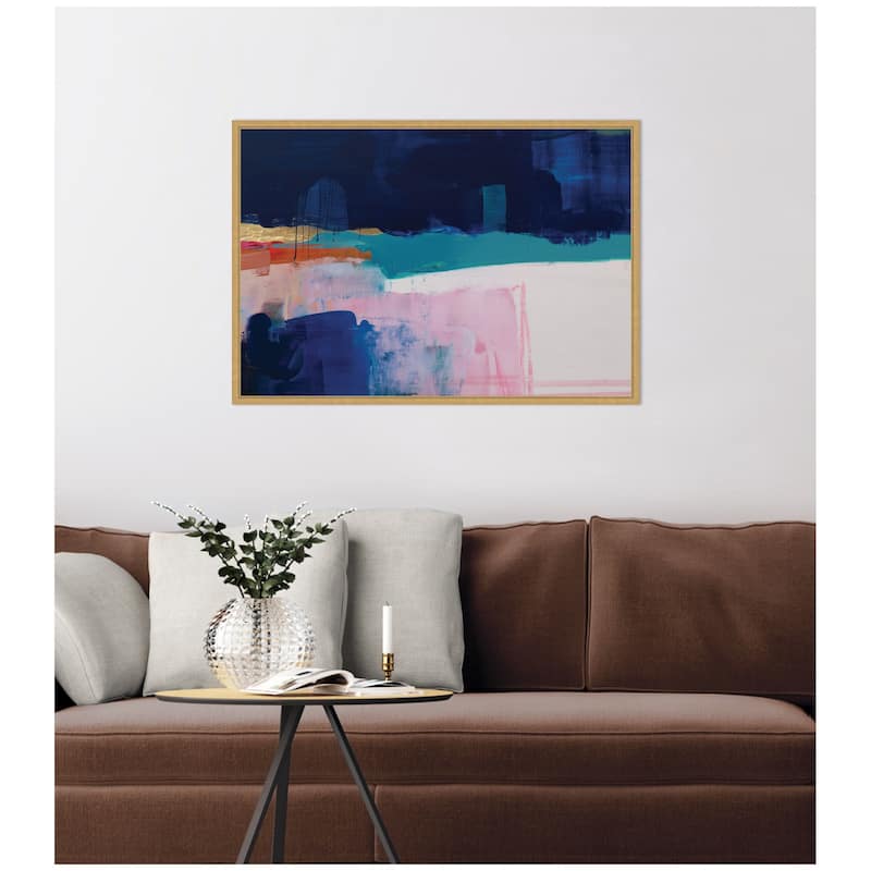 Kate and Laurel Blue Current No. 1 by Amy Lighthall Framed Canvas Wall Art Print