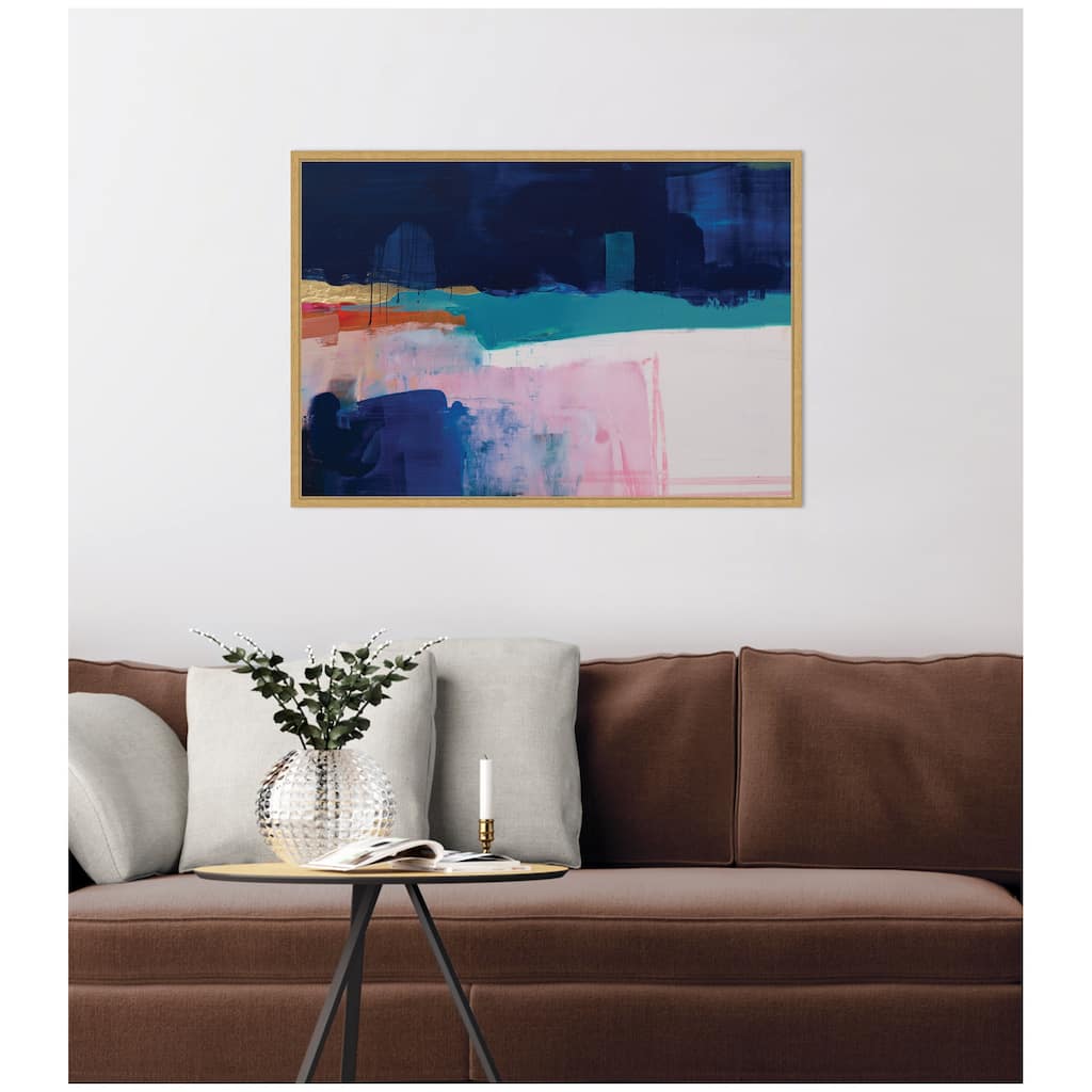 Kate and Laurel Blue Current No. 1 by Amy Lighthall Framed Canvas Wall Art Print