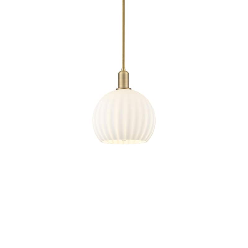 Innovations Lighting 716-1S-13-10 White Venetian Pendant White - Brushed Brass / White Venetian