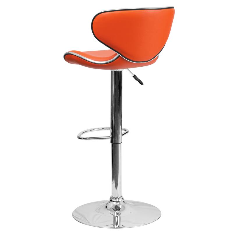 2 Pack Contemporary Mid-Back Vinyl Adjustable Height Barstool with Chrome Base - 16"W x 17.5"D x 34.5" - 43"H