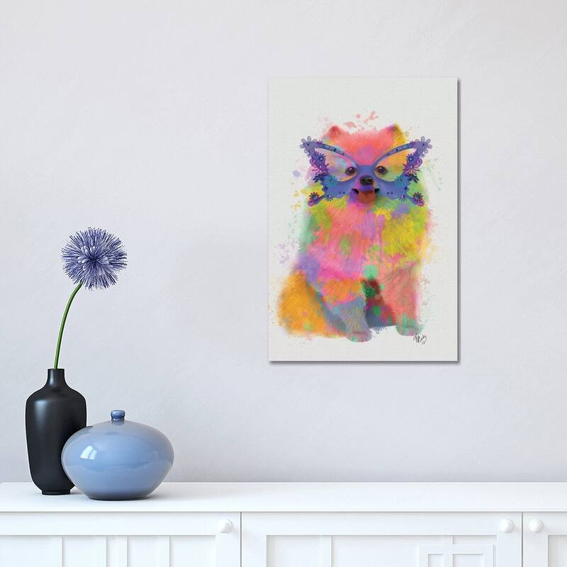 iCanvas "Rainbow Splash Pomeranian" by Fab Funky Canvas Print - 18x12x1.5