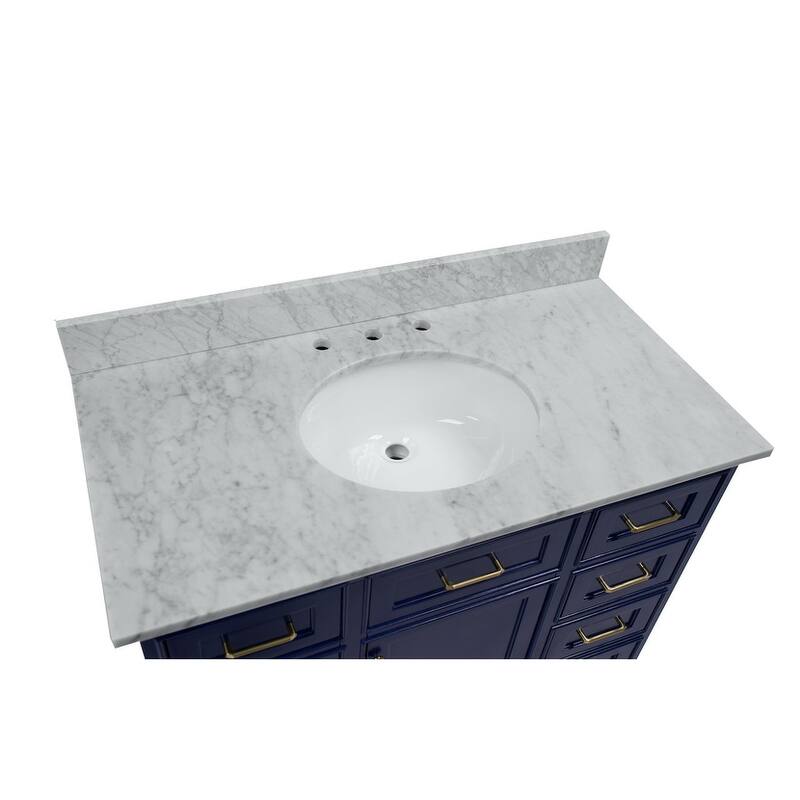 KitchenBathCollection Aria 42" Bathroom Vanity with Carrara Marble Top
