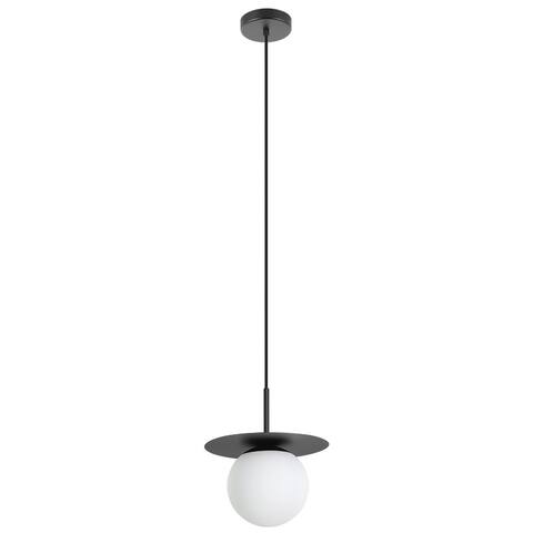 Arenales - 1-Light Mini Pendant - Structured Black FInish - White Opal Glass Shade