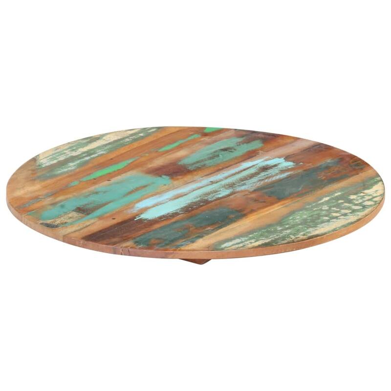 vidaXL Round Table Top Coffee Dining Table Pad Cover Solid Reclaimed Wood - Multicolour - 19.7" 0.59"-0.63"/ 1