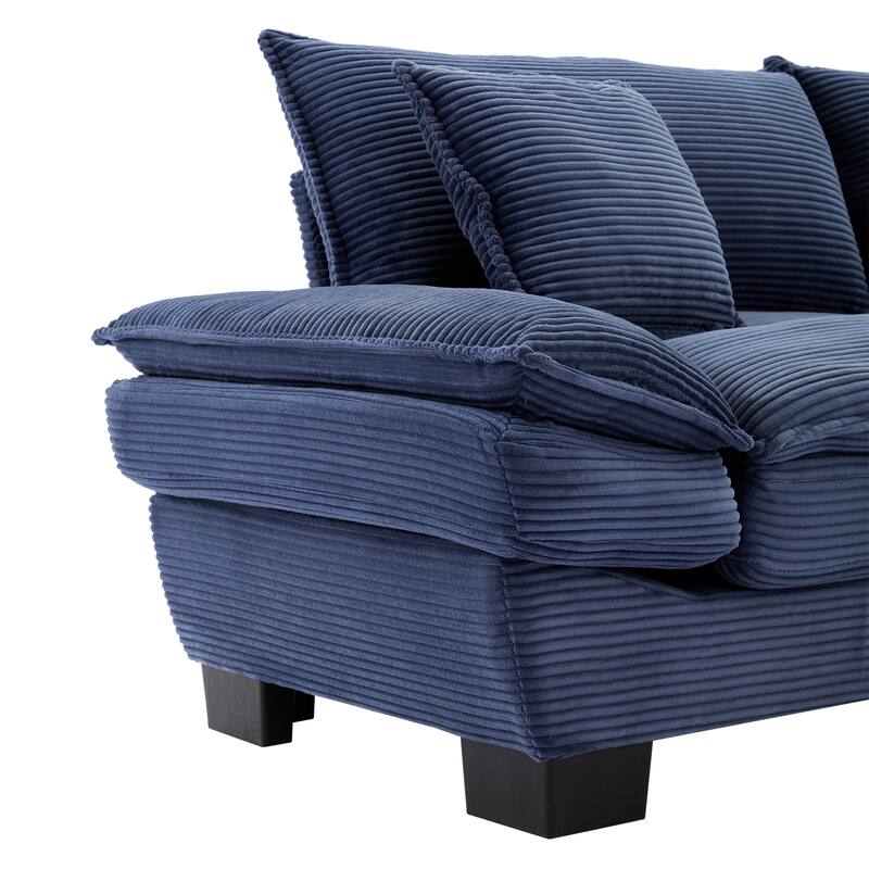 84 Inch Modern Style Sleeper Sofa, Corduroy Upholstered Sofa with Pillows,Deep Seat