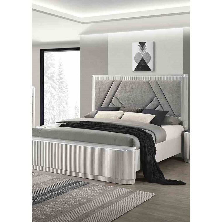 1PC Contemporary Light Gray Finish Bed